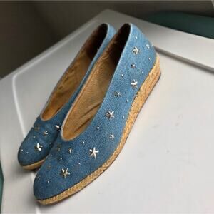 Stuart Weitzman Blue Jean Star Wedges Size 7.5 Vintage